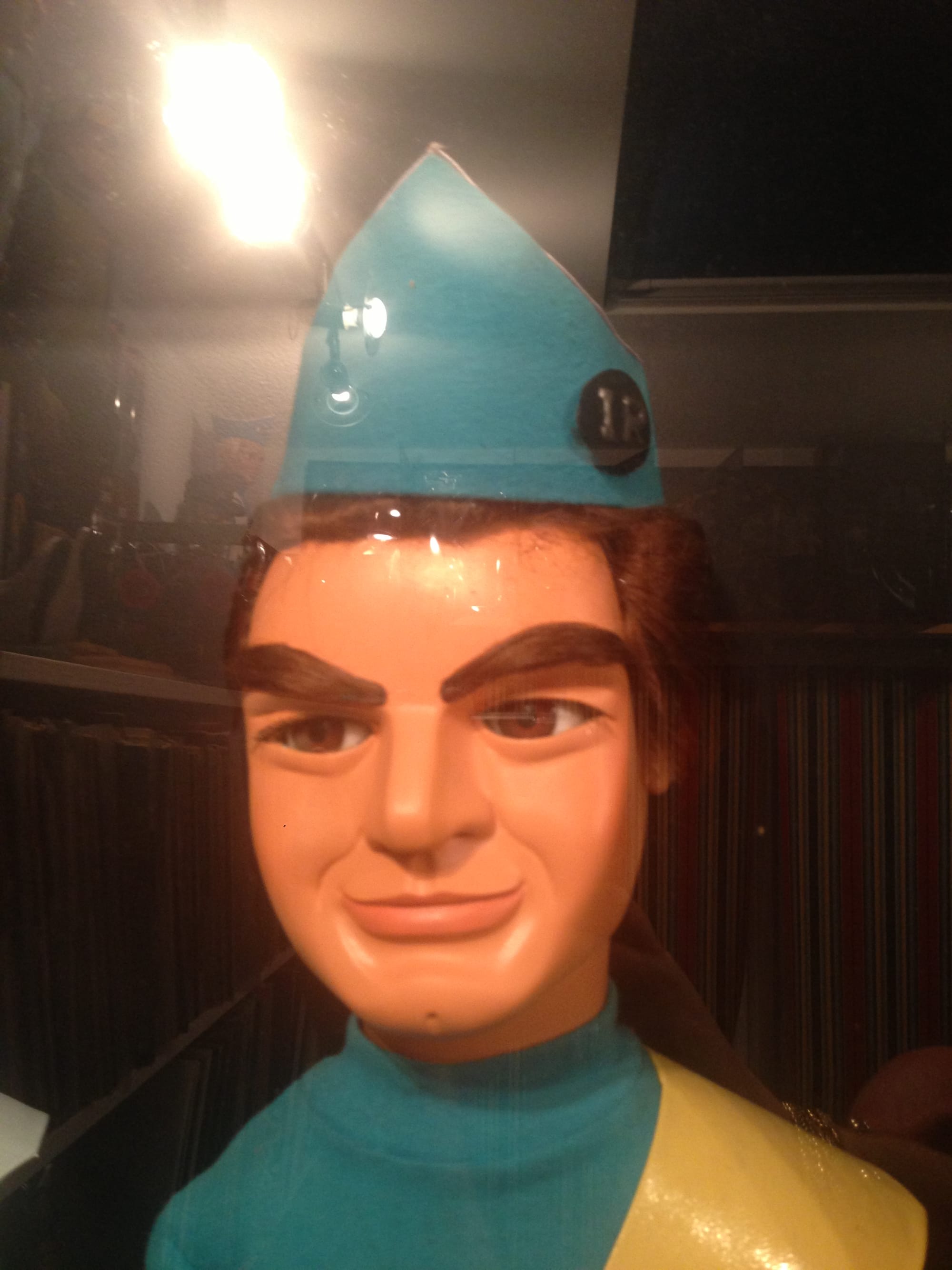 XL Thunderbirds puppets in cabinet made by Sean Robinson