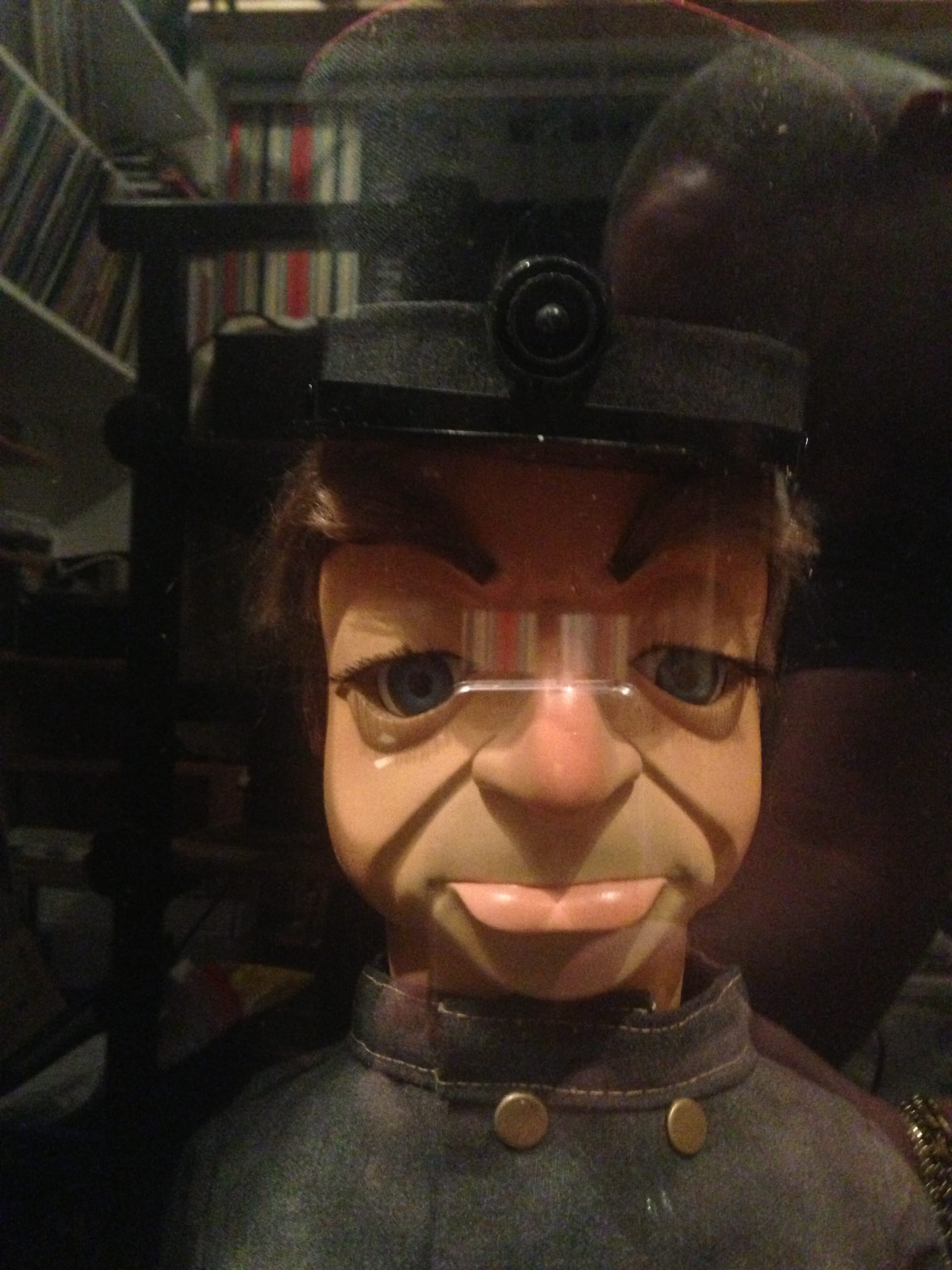 XL Thunderbirds puppets in cabinet made by Sean Robinson