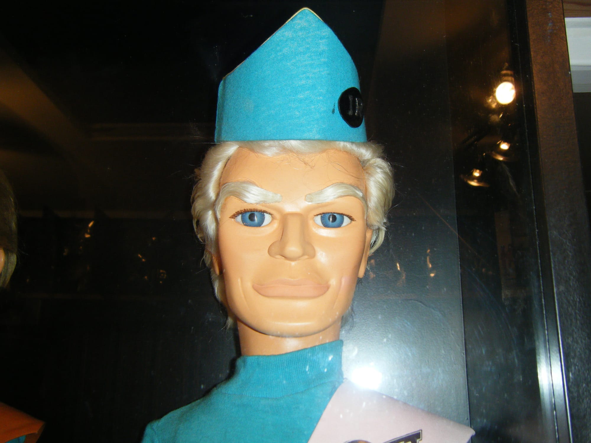 XL Thunderbirds puppets in cabinet made by Sean Robinson