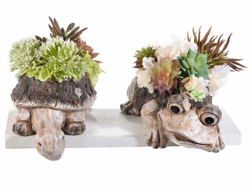 lot de 2 tortues en terre cuite pour les plantes et fleurs...