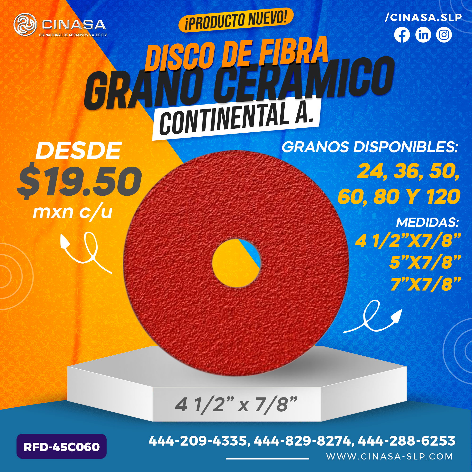 DISCOS DE FIBRA GRANO CERÁMICO