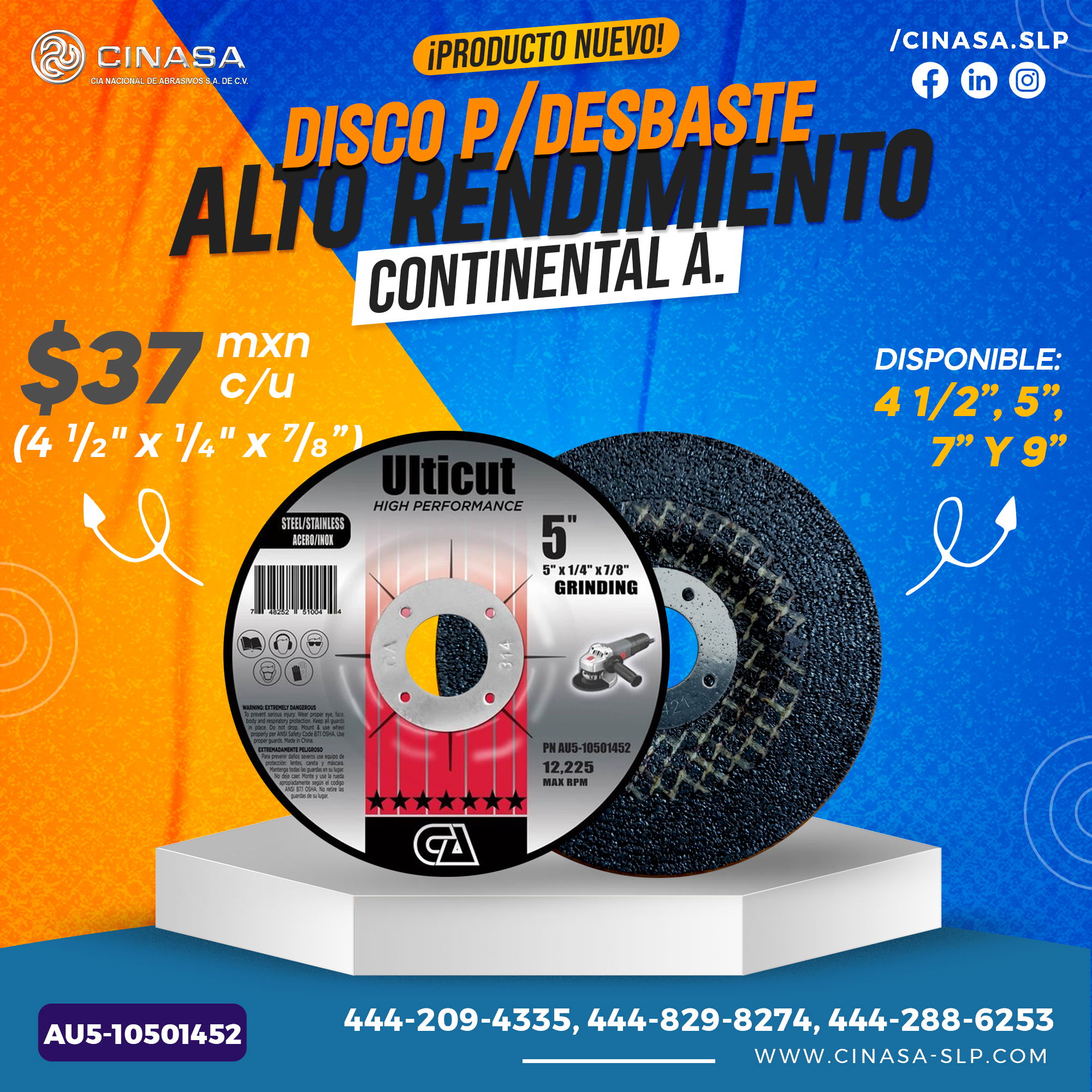 DISCO DE DESBASTE ULTICUT DE ALTO RENDIMIENTO