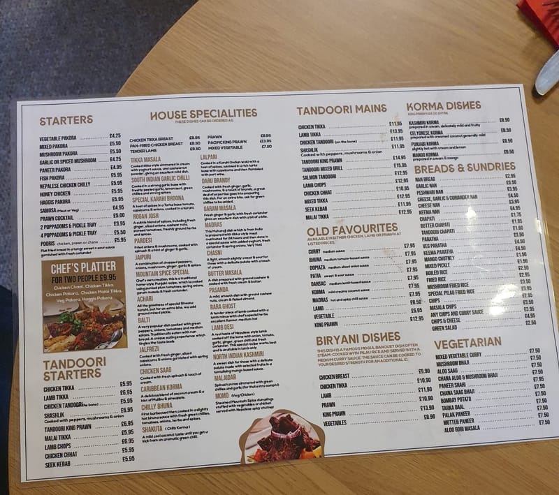 The whole menu