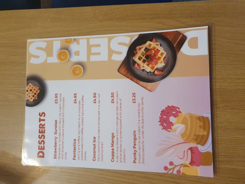 This is our desert menu (side one)