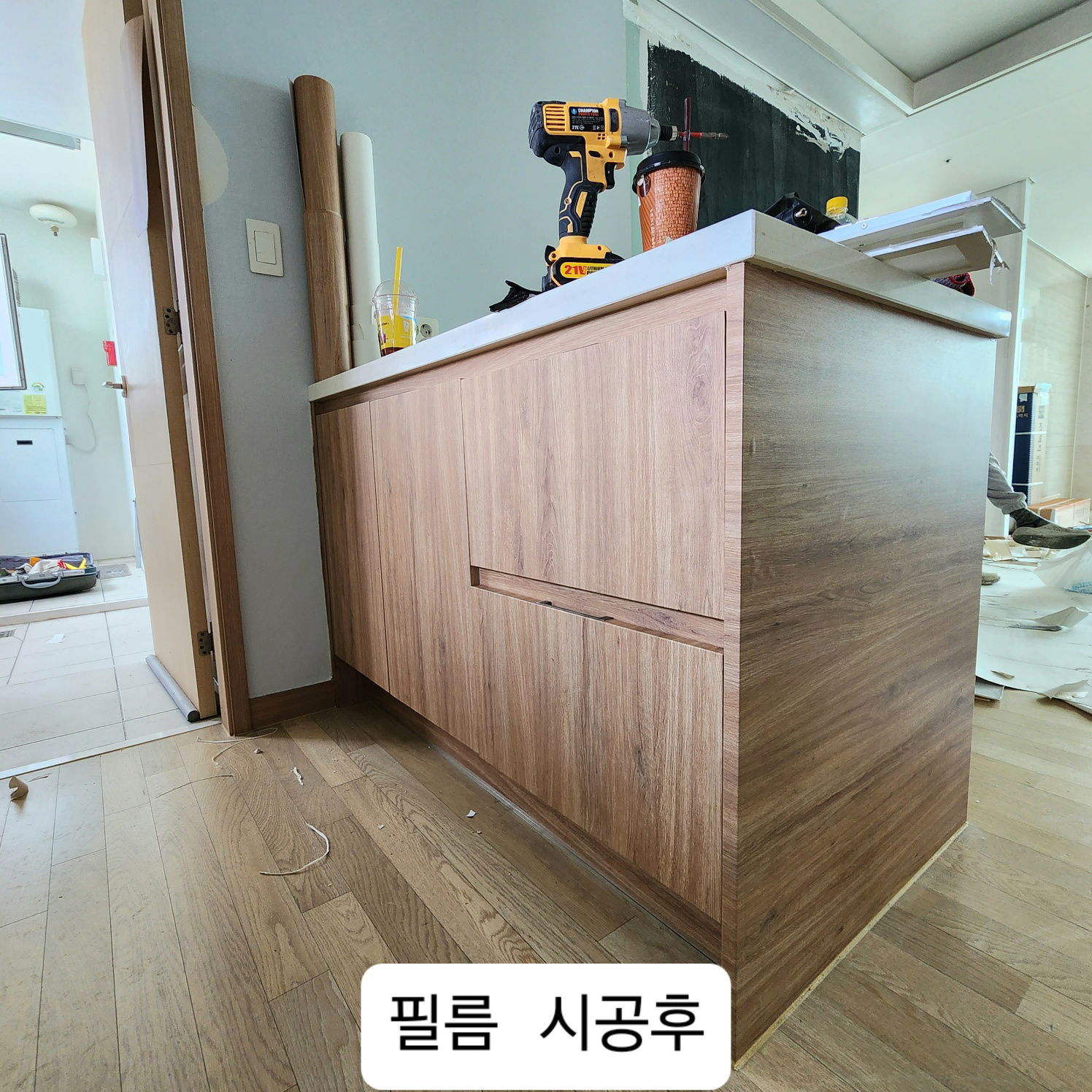 주방씽크대 필름 시공