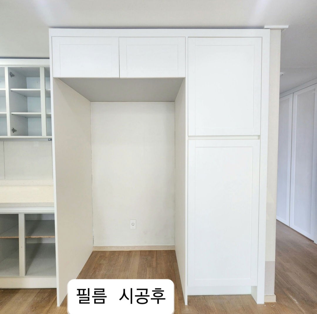 주방씽크대, 붙박이장, 신발장, 화장대, 서랍장, 복도 외벽 전체