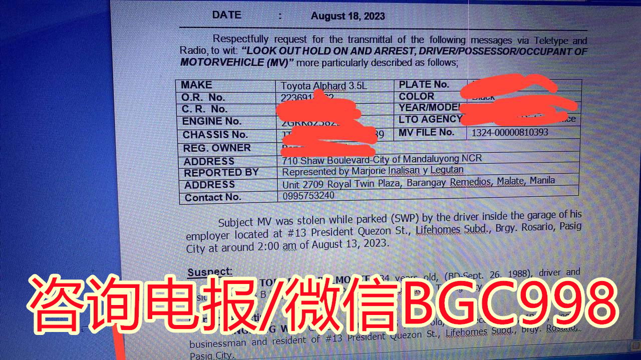 菲律宾汽车丢失报告