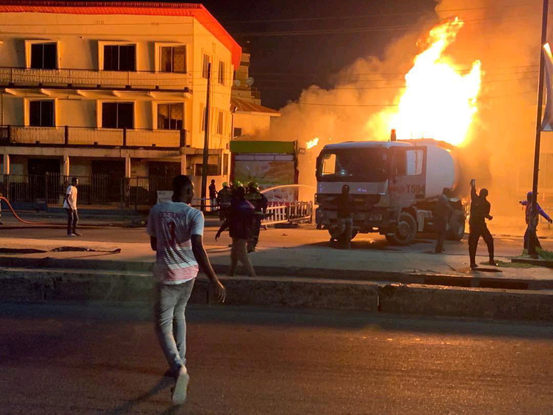 Fire outbreak at a filling station in Fadeyi Lagos State last night