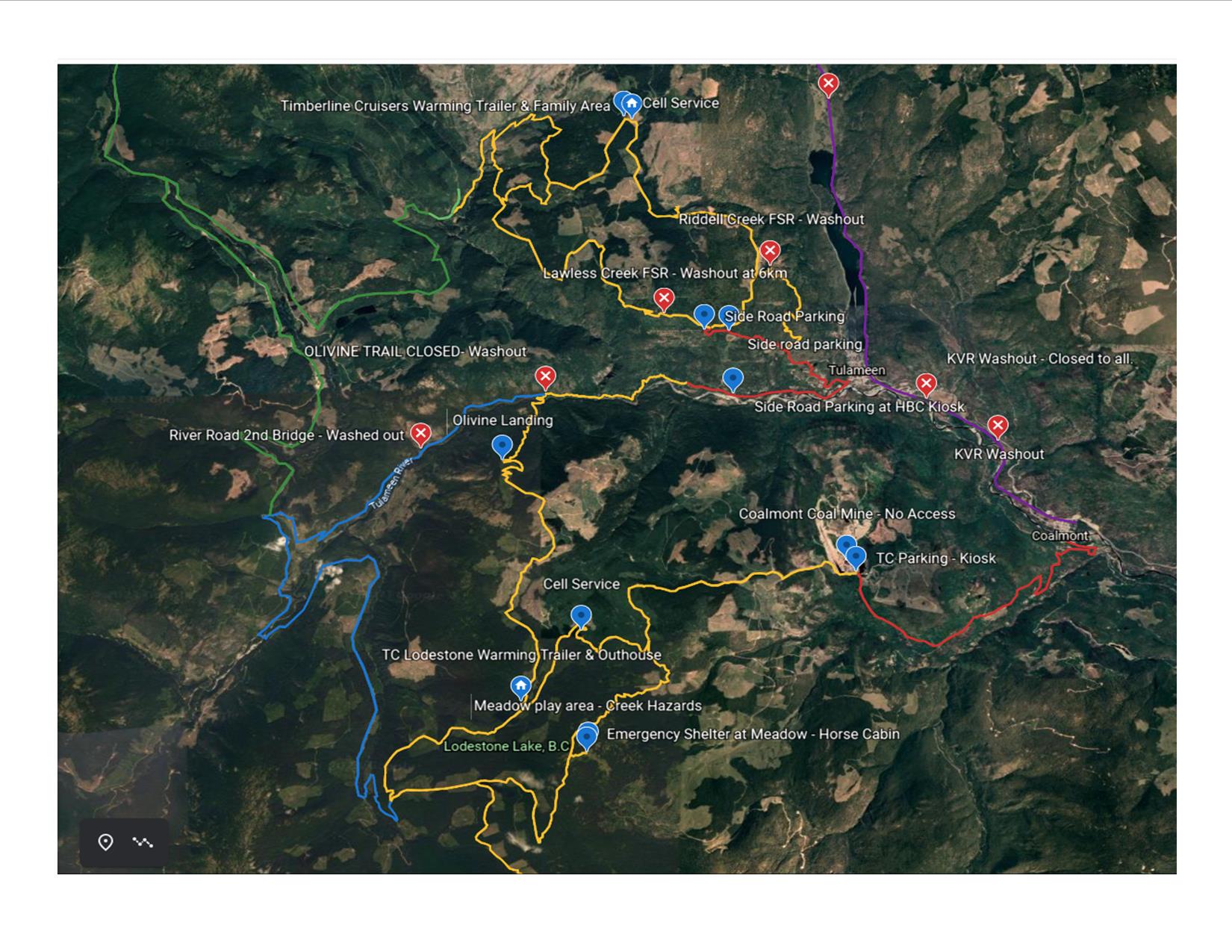 Timberline Cruisers Trail Map