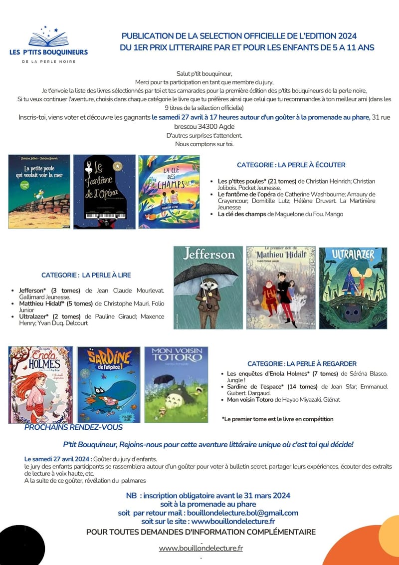 Sélection officielle des P'tits bouquineurs de la perle noire