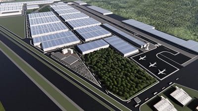 AEROPORTO DA PRAIA GRANDE, CENTRAL DE CARGAS, 212 GALPÕES, 90 LOJAS E UM HOTEL