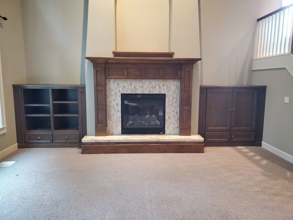 Stain and Lacquer Mantel and Shelves