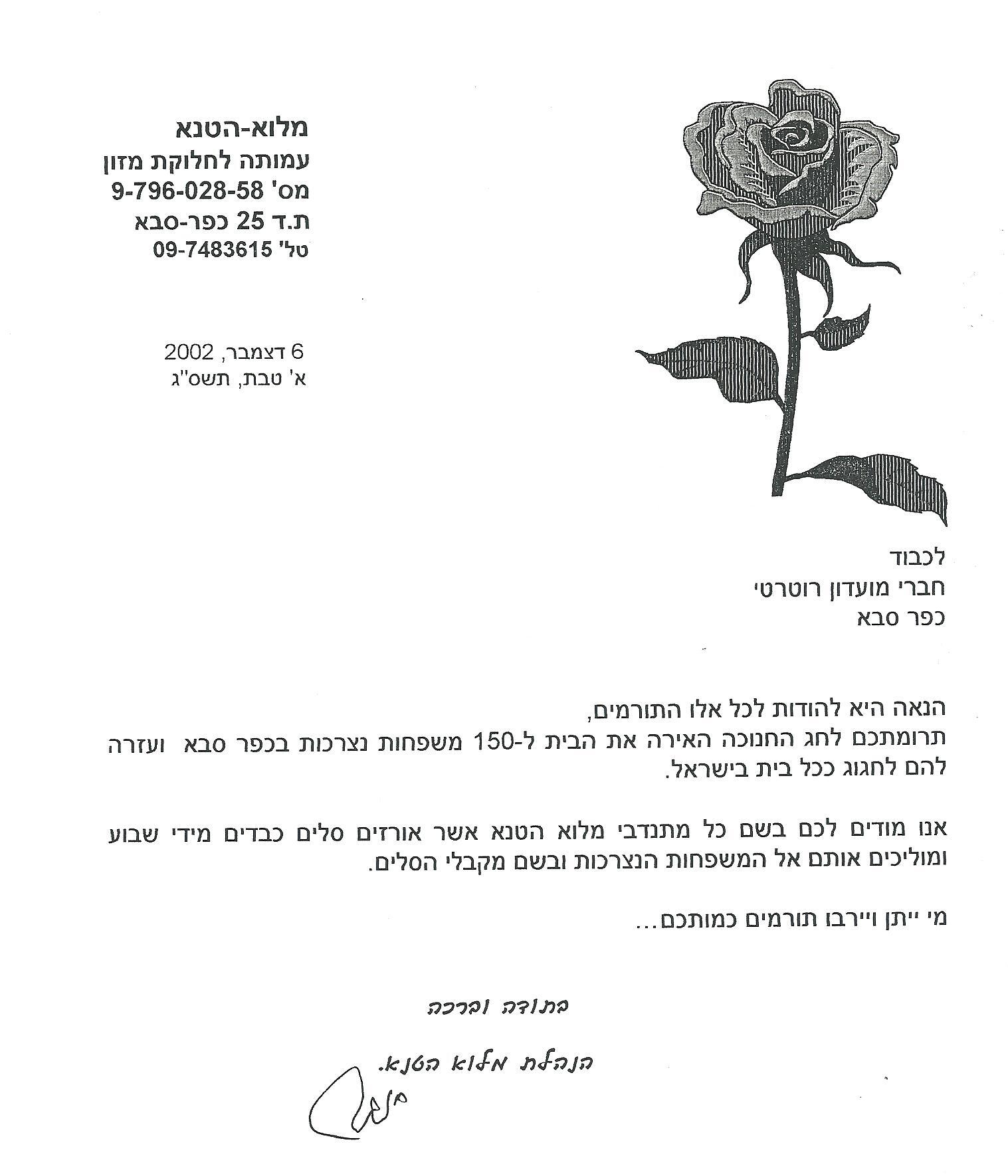 מלוא הטנא - 6/12/2002