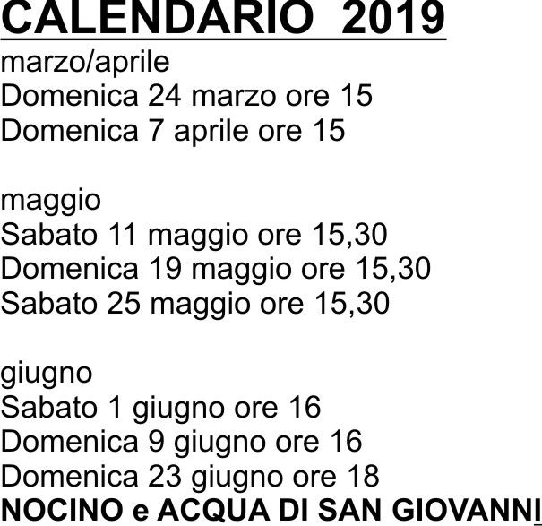 CALENDARIO PASSEGGIATE "FORAGING" con MERENDA 2019