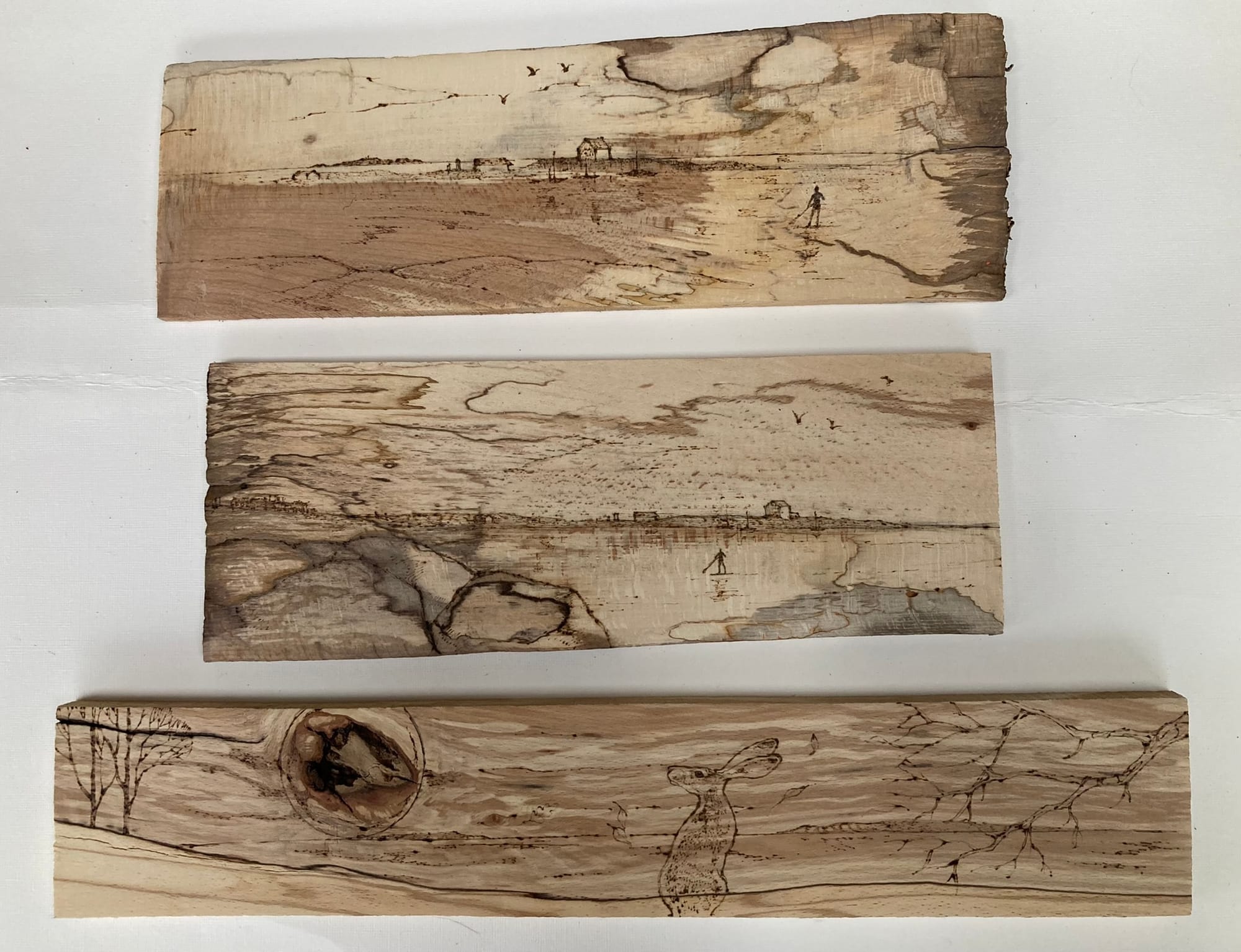 Thin selected pieces of kiln dried hardwood chosen for pyrography - 'FLATTIES'