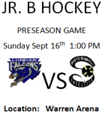 *****CANCELLED********JR. B PRESEASON GAME