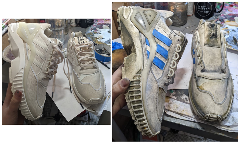 Aging down sneakers