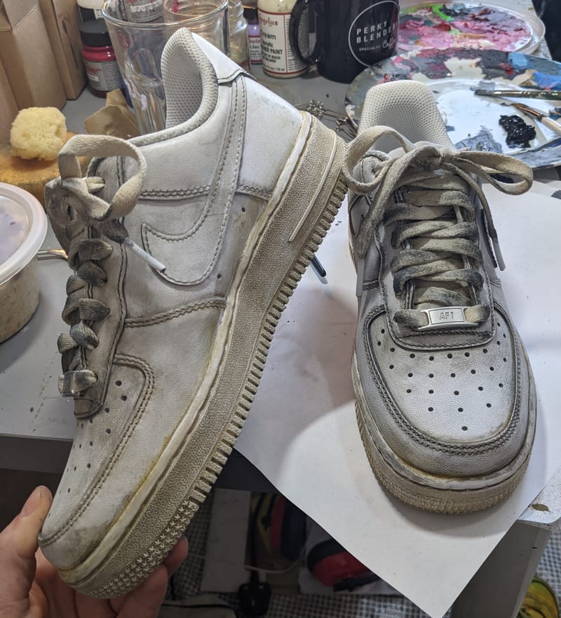 Aging down sneakers