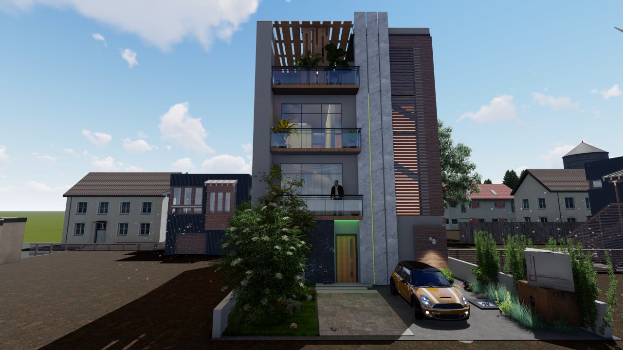G+2 Building with Terrace: Architectural Harmony