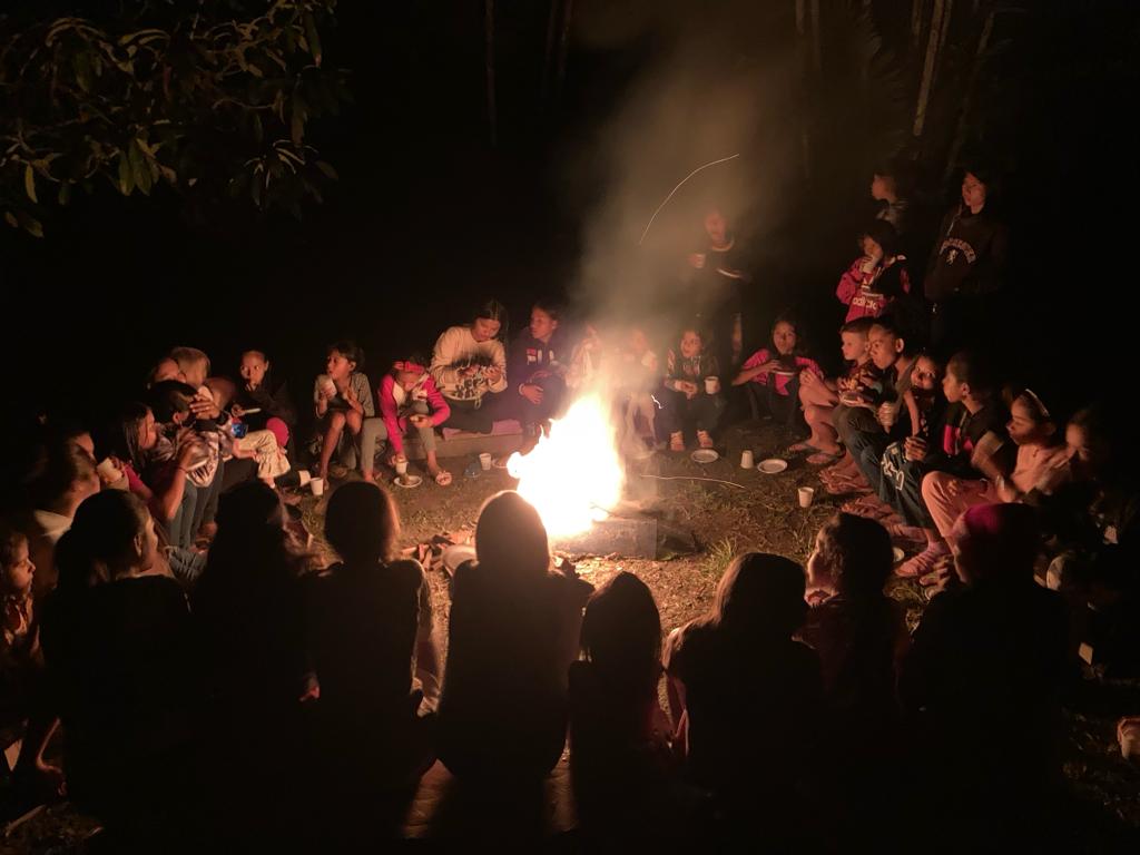 Girls' Bible study bonfire