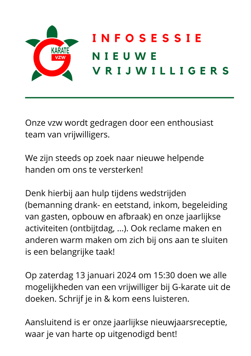 Infomoment vrijwilliger G-Karate