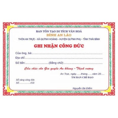 Dịch vụ in phiếu công đức giá rẻ của In Đức Thành tại Hà Nội