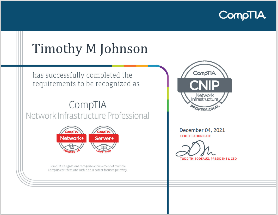 Infrastructure  CompTIA Network Infrastructure Professional