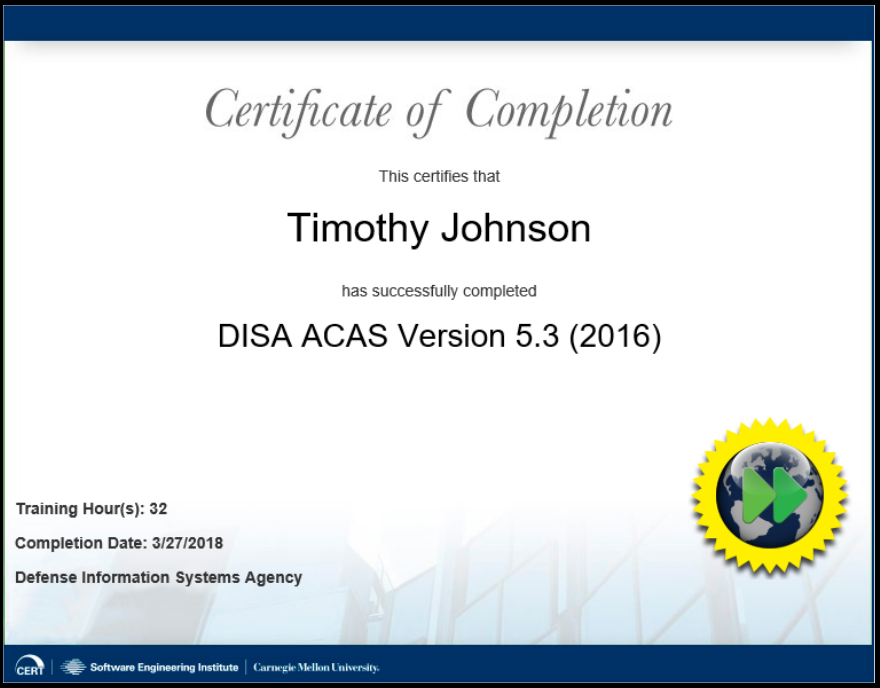 DISA / ACAS 5.3 2016 / 2018