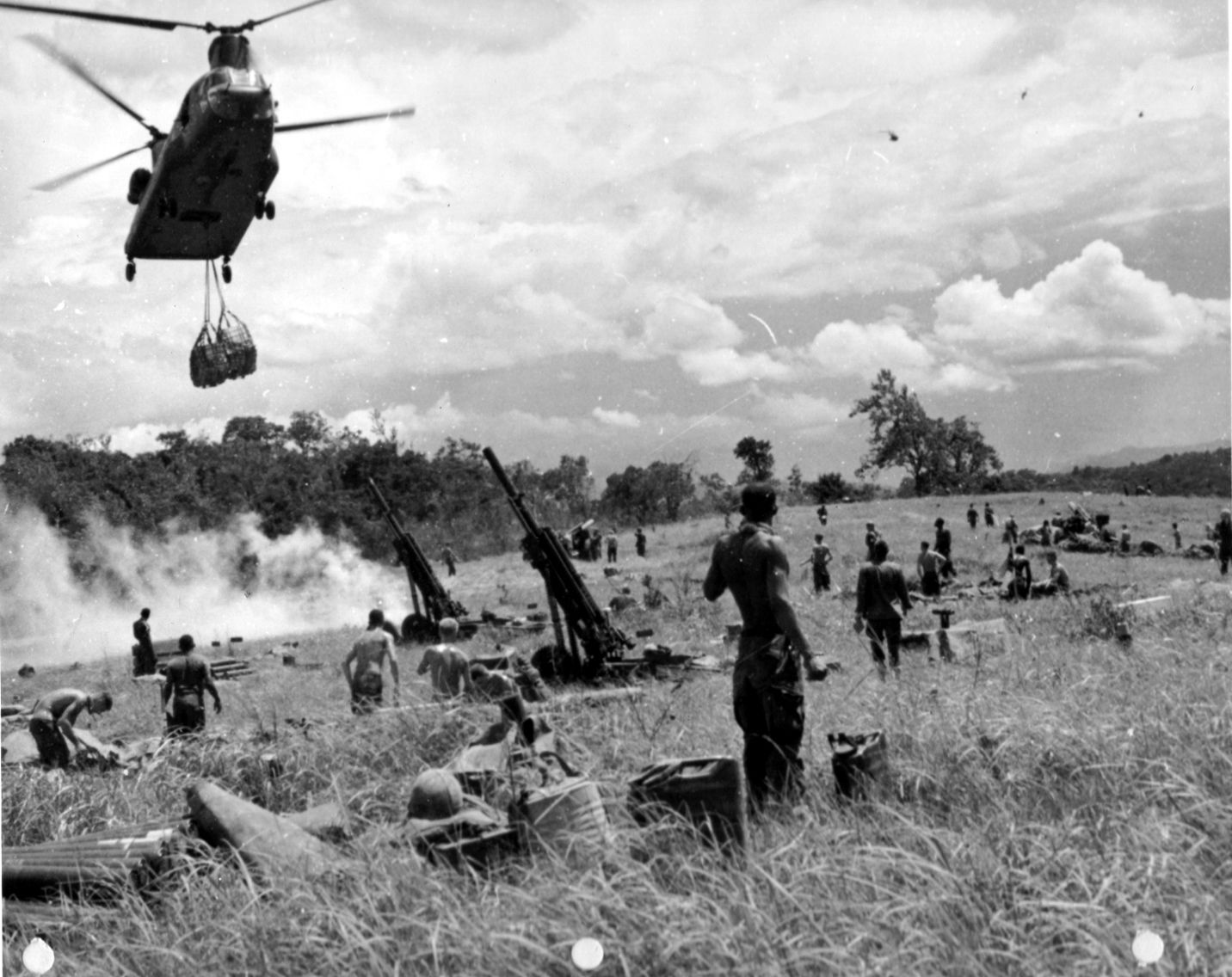 Vietnam War, Chinook Helicopter Brings In Sling Load Of Artillery Ammunition During Operation Bolling