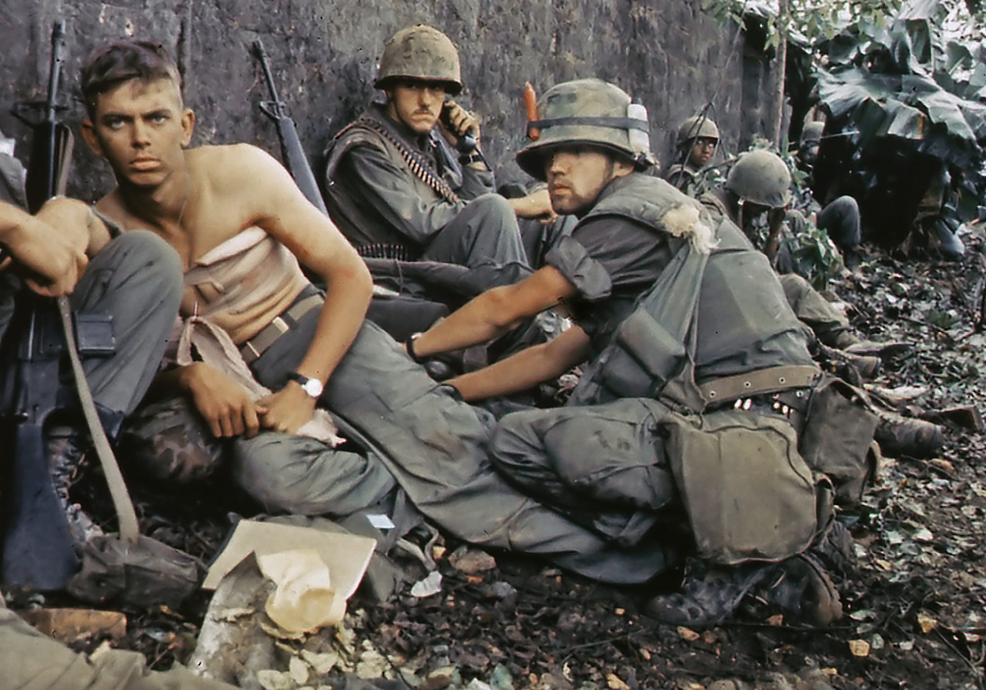 Vietnam War, Corpsman treating wounded Marines