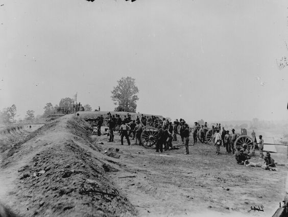 Civil War, under fire with a battery before Petersburg, Va., June 21, 1864.