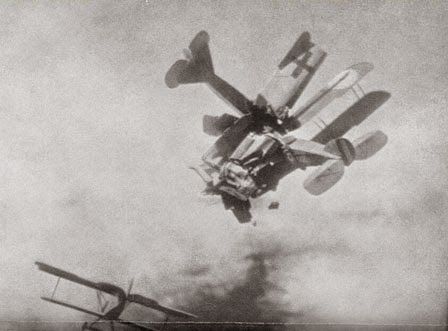 World War 1 A British 'Bristol' and a German 'Fokker' collide in mid-air during a dog fight