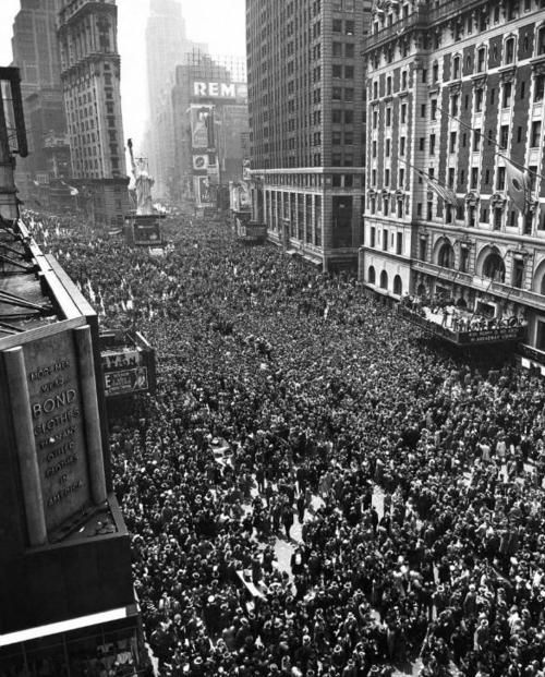 World War II May 08, 1945, Two million people gathered in Times Square to celebrate the end of .