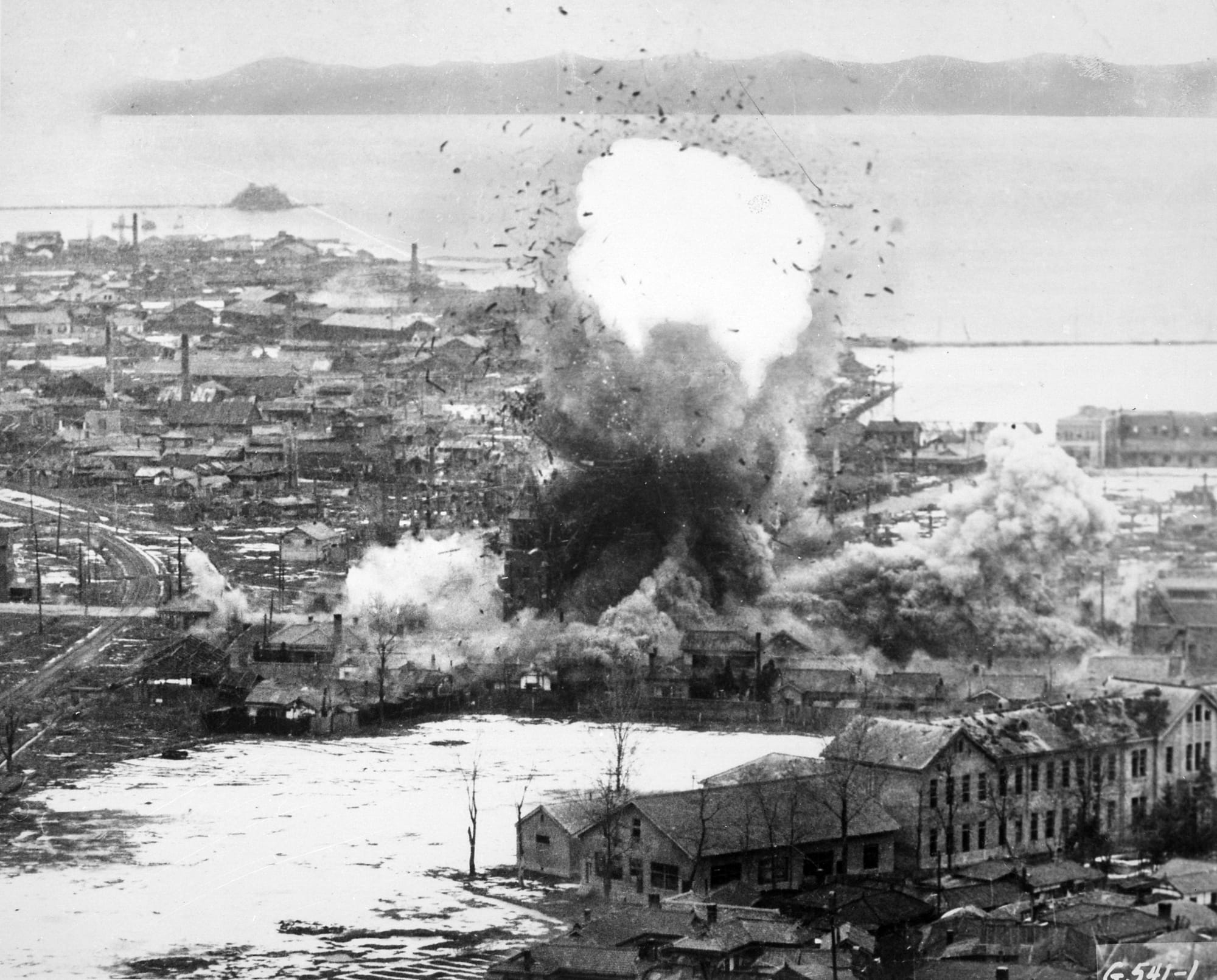 Korean War, B-26 Invaders bomb logistics depots in Wonsan, North Korea, 1951