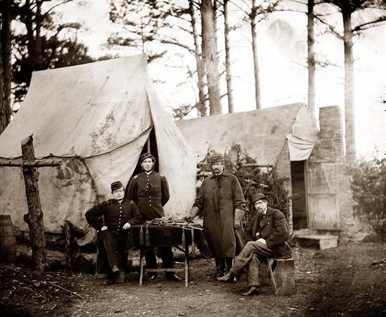 Civil War Brandy Station, Virginia. Group of officers, headquarters, Army of the Potomac. It was made in 1864