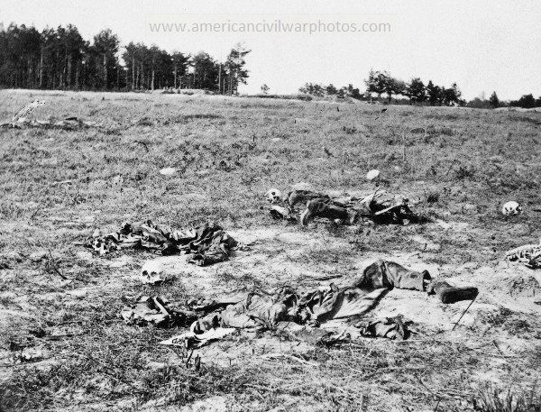 Civil War Battle-field of Gaines Mill, Virginia. LOC Summary Skeletons of soldiers on battlefield 1862-1863