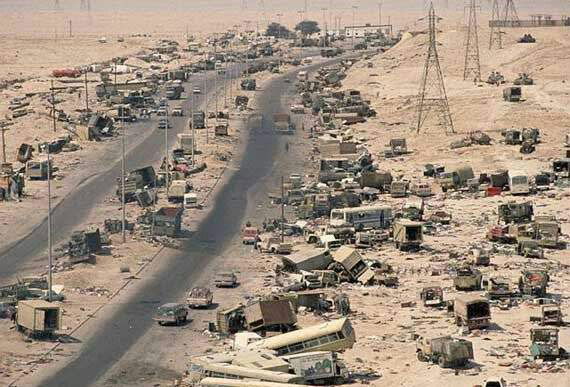 Gulf War 1991 American War planes caught retreatin