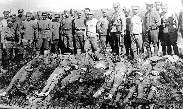 Russian Civil War 1918 Bolsheviks killed by Czechoslovak legionaries of the 8th Regiment at Nikolsk Ussuriysky,