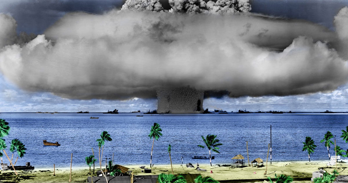 July 25, 1946  Baker atomic bomb explosion at Bikini Atoll