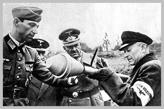 World War 2 Old men from the Volkssturm being taught how to use the panzerfaust, the weapon of choice of the Germans in the last days of the war