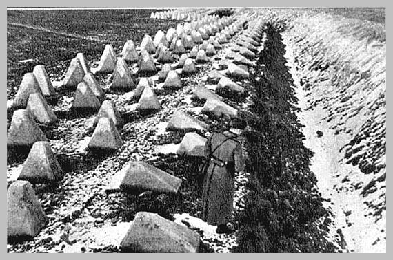 World War 2 Dragon's Teeth. German defences to deter the approaching Soviet army
