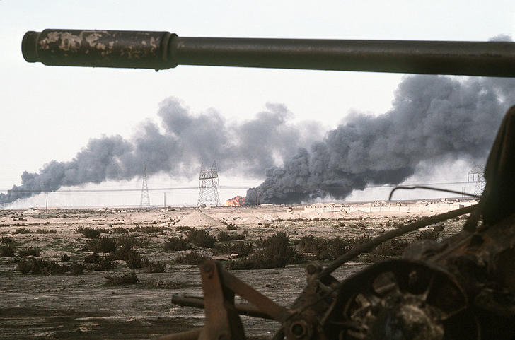 Gulf War Iraqi troops retreated from Kuwaiti, they went to oil wells and set them on fire.