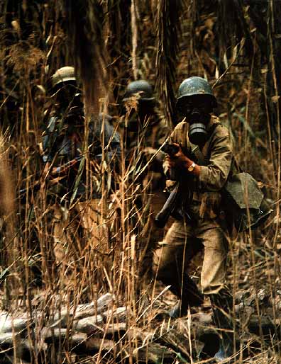 Iraq War Saddam Hussein used chemical weapons against Iran. Seen are Iranian soldiers in protective gear