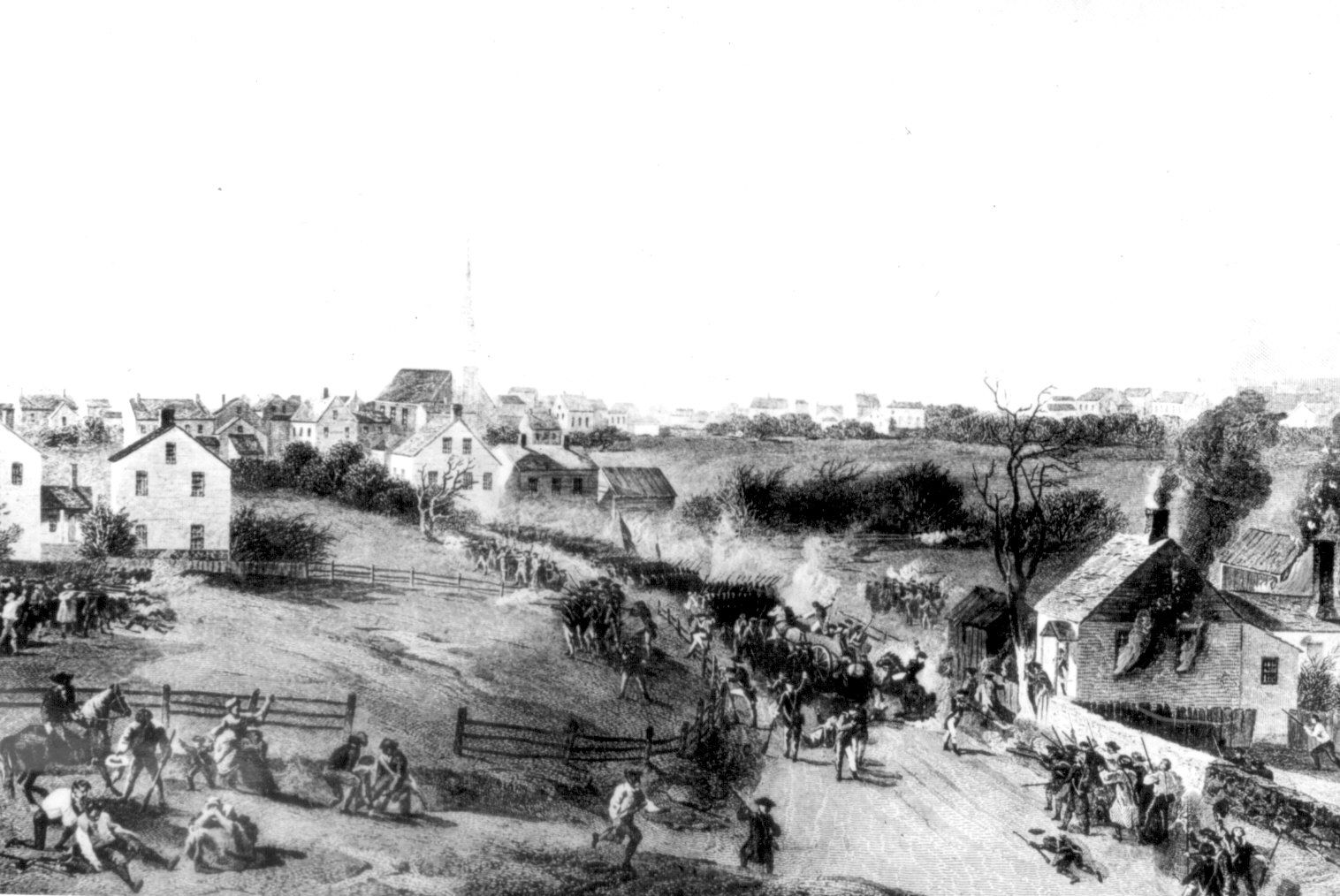 Revolutionary War, Beginnings in New England  Retreat frnm Concord