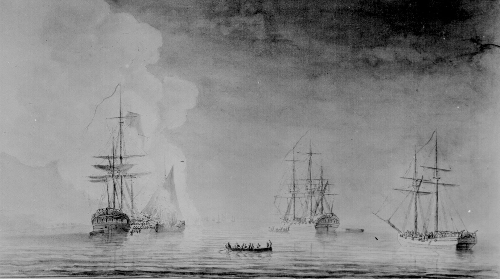 Revolutionary War, War From British Viewpoint  Phoenix and the Rose engaged by the enemy's fire ships and galleys on Aug. 16,1776