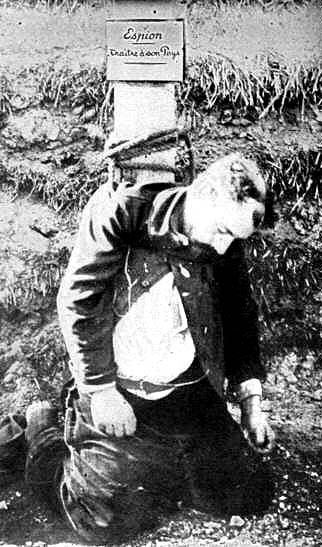 World War 1 This shows German spy who has been shot by a French soldier.