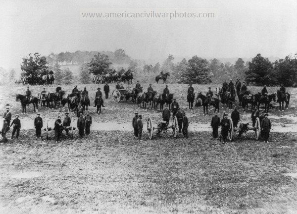 Civil War Keystone  Battery of Pennsylvania,  Soldiers posed with cannons, horses and caissons