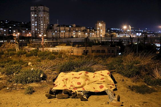 Iraq War Refugees sleep near the main bus station in Istanbul, Turkey, Sept. 15, 2015.