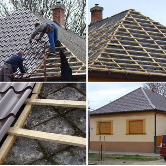 cserepeslemez palára építve