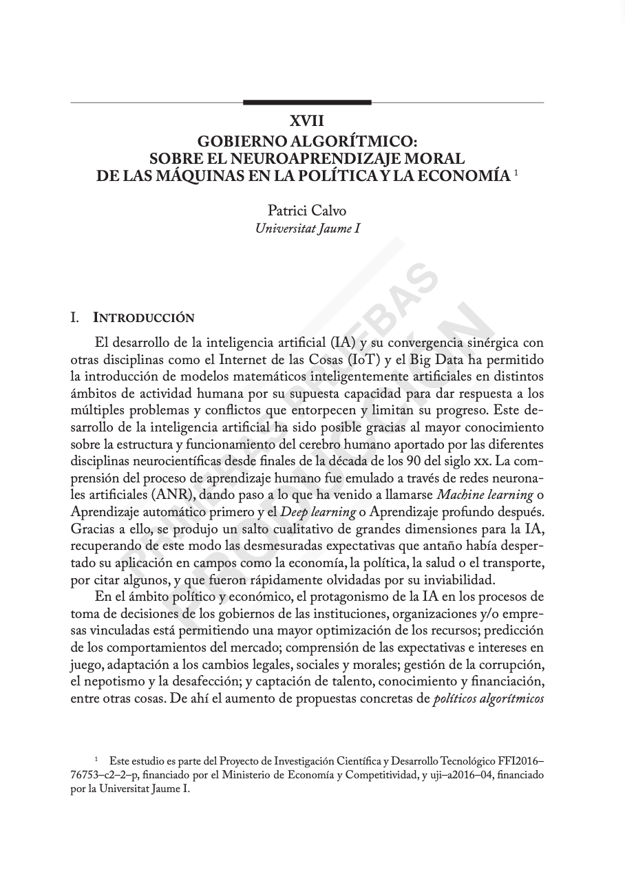 [Capítulo] Gobierno algorítmico: sobre el neuroaprendizaje moral de las máquinas en la política y la economía